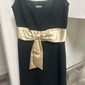 Ann Taylor Black Dress with Gold Bow Accent